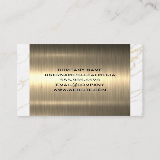 Goud Metaal | Trim van wit marmer Visitekaartje (Achterkant)