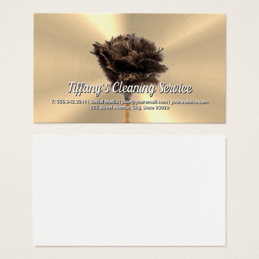 Goud Metaal | Veer Stofdoek | Huishoudelijke Schoo Visitekaartje (Voorkant /achterkant)