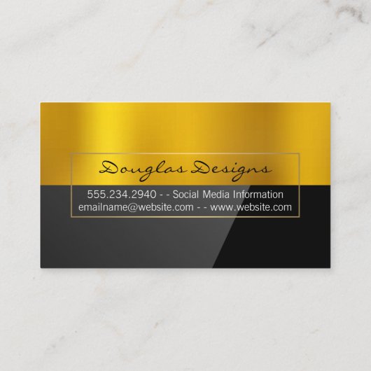 Goud Metaal | Zwart hoogglans Visitekaartje (Achterkant)