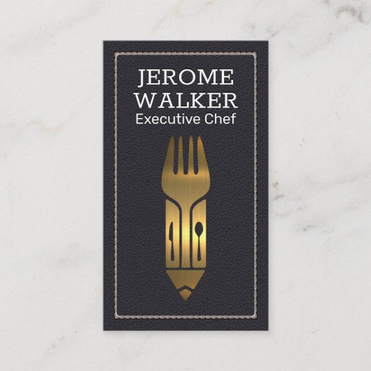 Goud metaalgereedschap | Lederen met titularis Visitekaartje (Voorkant)