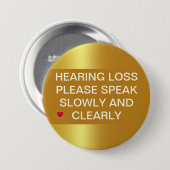 Goud metaalhoorverlies 3-inch Button (Voorkant /achterkant)