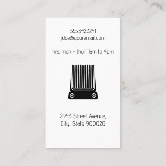 Goud metaalschaar Comb. | Ledertextiel Visitekaartje (Achterkant)