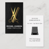 Goud metaalschaar Comb. | Ledertextiel Visitekaartje (Voorkant / Achterkant)