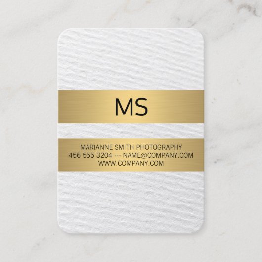 Goud metaalstrips / monogram / textuur visitekaartje (Voorkant)