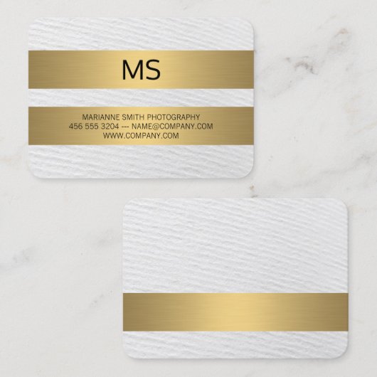 Goud metaalstrips / monogram / textuur visitekaartje (Voorkant / Achterkant)