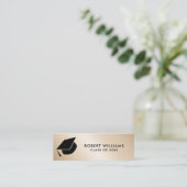 Goud Metallic Afstudeerder Pet Afstuderen invoegen Mini Visitekaartje (Staand voorkant)