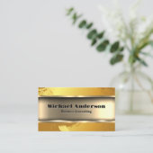 Goud Metallic | Artistiek geborsteld Visitekaartje (Staand voorkant)