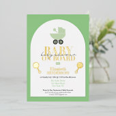 Goud Metallic Baby shower Folie Invitation Folie Uitnodiging (Staand Voorkant)