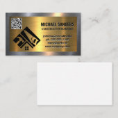 Goud Metallic | Bouwnijverheid Logo | Onroerend go Visitekaartje (Voorkant / Achterkant)