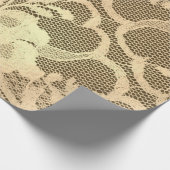 Goud Metallic Champagne Luxe Bloemen Kant Brons Cadeaupapier (Hoek)