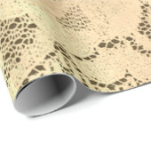 Goud Metallic Champagne Luxe Bloemen Kant Brons Cadeaupapier (Rol Hoek)