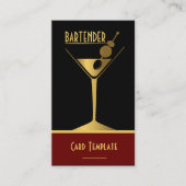 Goud Metallic Cocktail Logo Bartender Visitekaartje (Voorkant)