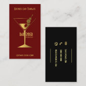 Goud Metallic Cocktail Logo Bartender Visitekaartje (Voorkant / Achterkant)