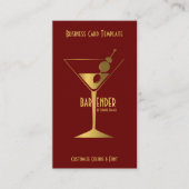 Goud Metallic Cocktail Logo Bartender Visitekaartje (Voorkant)