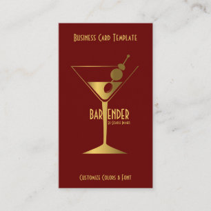 Goud Metallic Cocktail Logo Bartender Visitekaartje