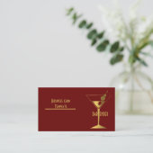 Goud Metallic Cocktail Logo Bartender Visitekaartje (Staand voorkant)