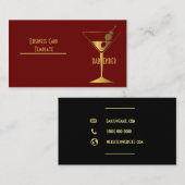 Goud Metallic Cocktail Logo Bartender Visitekaartje (Voorkant / Achterkant)