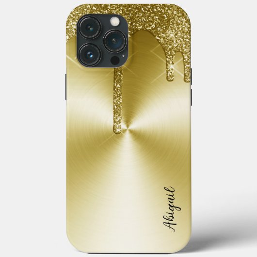 Goud Metallic Dripping Glitter Stijlvol Case-Mate iPhone Case (Achterkant)