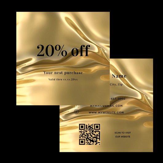 Goud metallic elegante qr code loyaliteit kortingskaartje