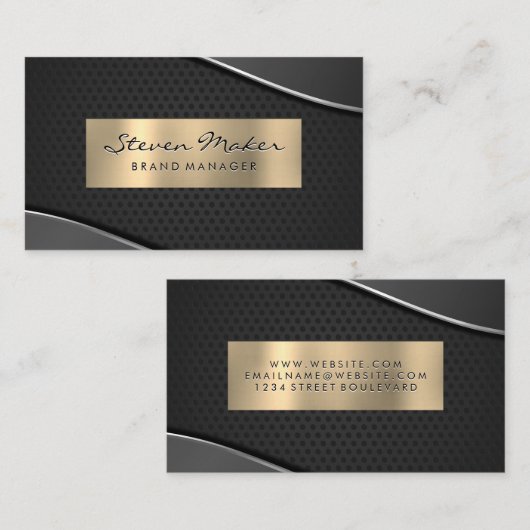 Goud, metallic en grijs | geperforeerd gaas visitekaartje (Voorkant / Achterkant)