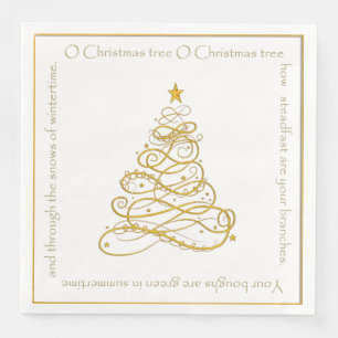 Goud Metallic Filigree "O Christmas Tree" Tekst Servetten