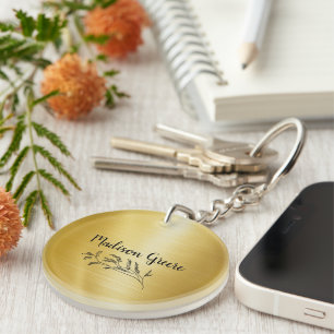 Goud Metallic Gepersonaliseerd Sleutelhanger
