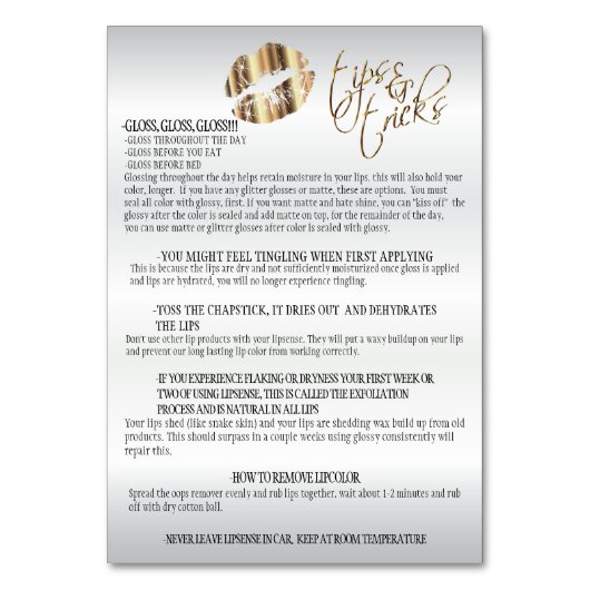 Goud Metallic & Goud Confetti Lip Instructies 2 Kaart (Achterkant)