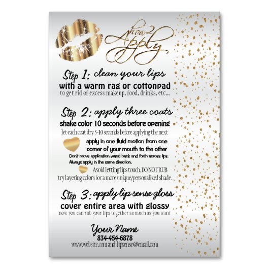 Goud Metallic & Goud Confetti Lip Instructies 2 Kaart (Voorkant)