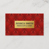 Goud Metallic Lijst | Rode gestoffeerde achtergron Visitekaartje (Voorkant)