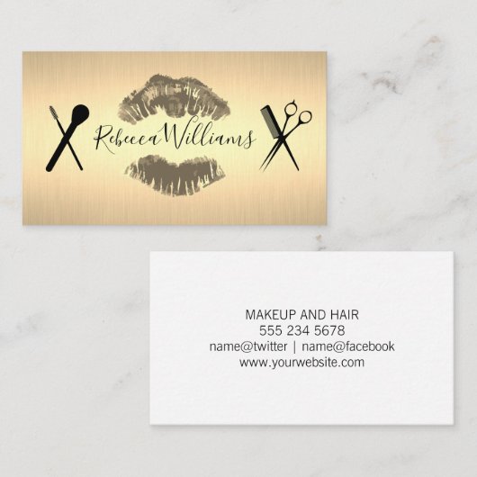 Goud Metallic/Make-up en Haar Visitekaartje (Voorkant / Achterkant)