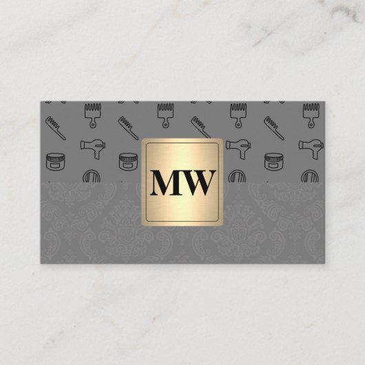 Goud Metallic | Monogram damast | Stylist Afsprakenkaartje (Voorkant)