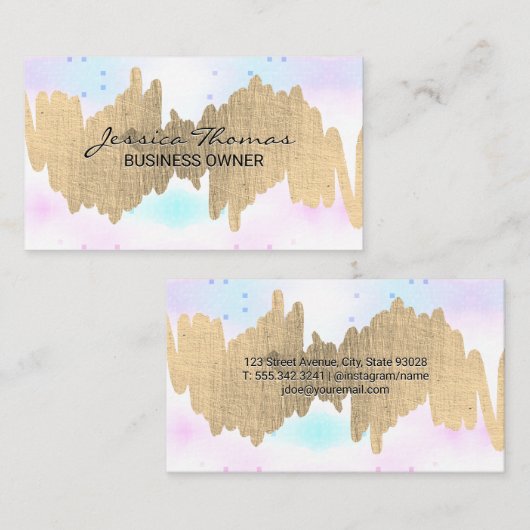 Goud Metallic Scribble | Mozaïekpatroon Visitekaartje (Voorkant / Achterkant)