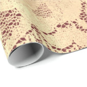 Goud Metallic Sepia Luxe Bloemen Kant Burgund Lux Cadeaupapier (Rol Hoek)