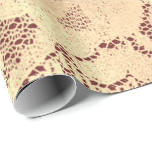 Goud Metallic Sepia Luxe Bloemen Kant Burgund Lux Cadeaupapier
