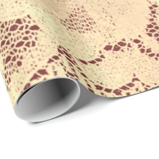 Goud Metallic Sepia Luxe Bloemen Kant Burgund Lux Cadeaupapier (Rol Hoek)