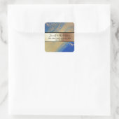 Goud metallic shimmer marmer blauw modern chic vierkante sticker (Tas)