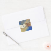 Goud metallic shimmer marmer blauw modern chic vierkante sticker (Envelop)