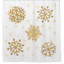 Goud Metallic Sneeuwvlokken op Wit