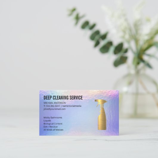 Goud Metallic Spray Fles | Huishoudelijke reinigin Visitekaartje (Staand voorkant)