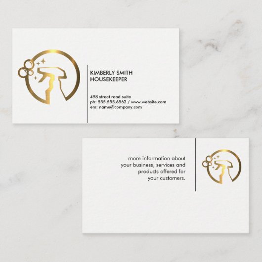 Goud Metallic Spray Fles Visitekaartje (Voorkant / Achterkant)