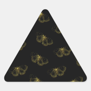 Goud Metallic Vlinders Patroon op Zwart Sticker