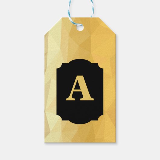 Goud metallic zwart kalligrafie persoonlijk monogr cadeaulabel (Voorkant)