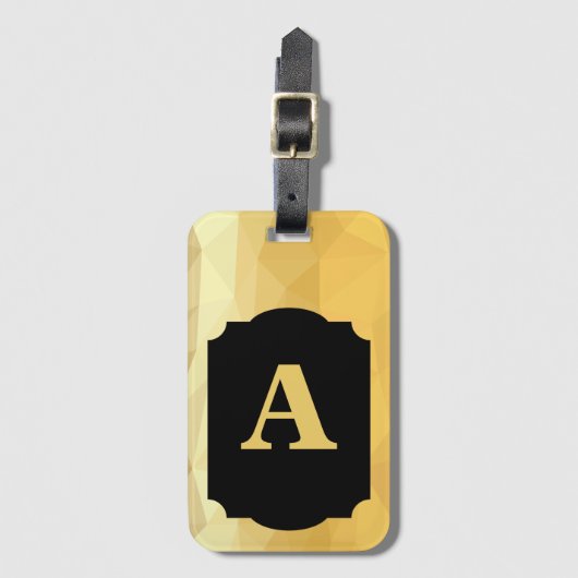 Goud metallic zwart luxe persoonlijk monogram bagagelabel (Voorkant (verticaal))