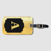 Goud metallic zwart luxe persoonlijk monogram bagagelabel (Voorkant (horizontaal))