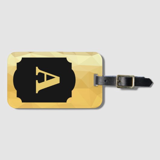 Goud metallic zwart luxe persoonlijk monogram bagagelabel (Voorkant (horizontaal))