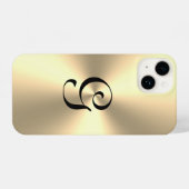 Goud metallisch aangepast monogram iPhone 14 Hoesj Hoesje (Achterkant horizontaal)