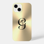 Goud metallisch aangepast monogram iPhone 14 Hoesj iPhone Hoesje (Achterkant)