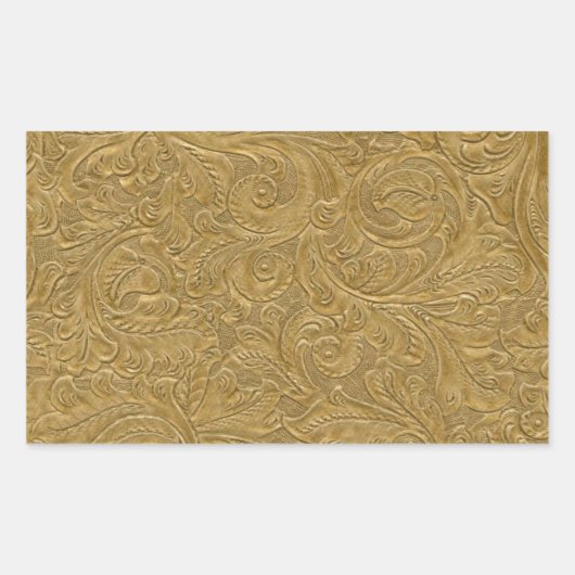 Goud metallisch draaimolpatroon rechthoekige sticker (Voorkant)