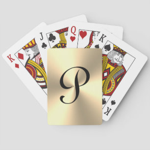 Goud metallisch gepersonaliseerd monogram pokerkaarten