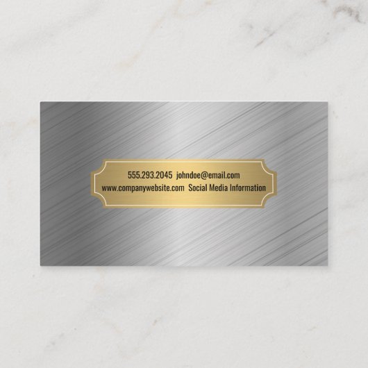 Goud metallisch Lijst Silver Metal geborsteld Visitekaartje (Achterkant)